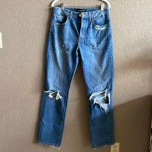 NWOT Brandon Maxwell distressed straight leg jeans